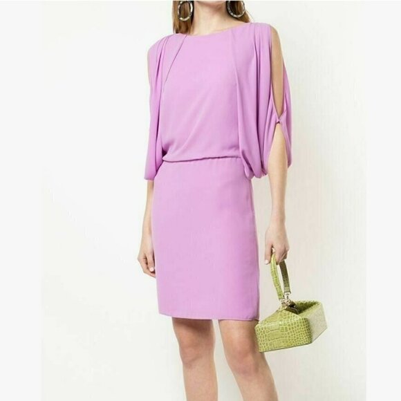 Halston Heritage Dresses & Skirts - Halston Heritage Drape Back Tulip Split Sleeve Chiffon Dress Purple 6 party